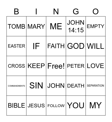 EASTER Bingo Card