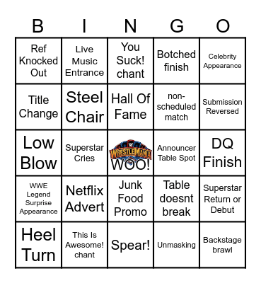Wrestlemania 41 Bingo Card