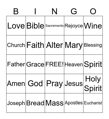Religion Bingo Card