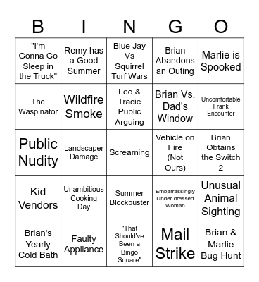 Summer Bingo 2025 Bingo Card