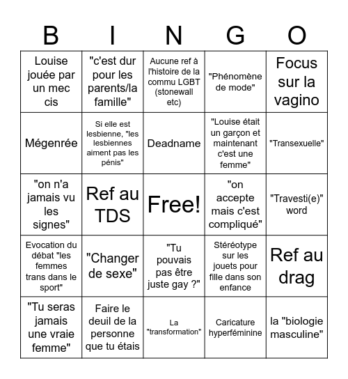 Louis(e) Bingo Card