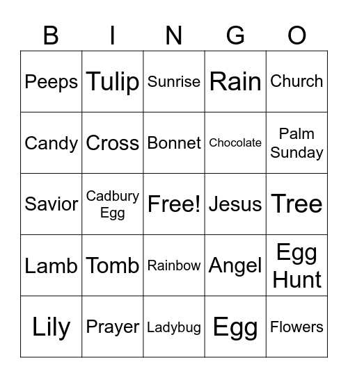 Easter Bingo Card