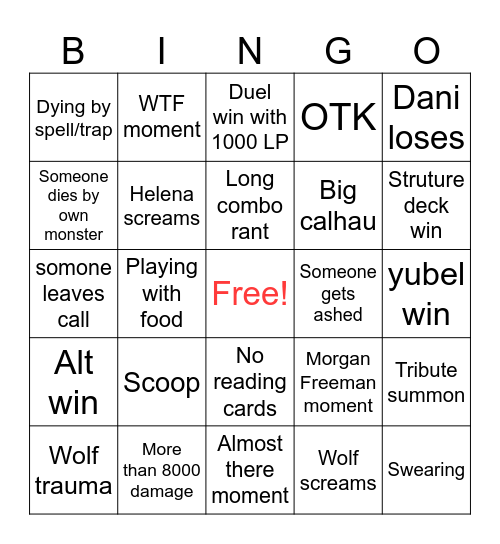 Yugioh bingo Card