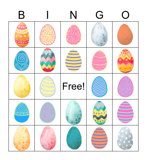 Easter Egg Scavenger Hunt Bingo Card
