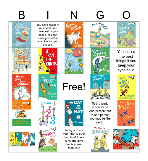 Dr. Seuss Bingo Card