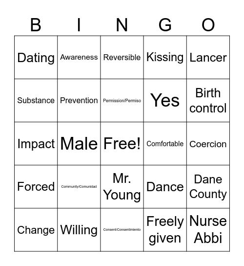 Consent BINGO Card