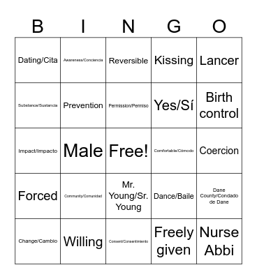 Consent BINGO Card