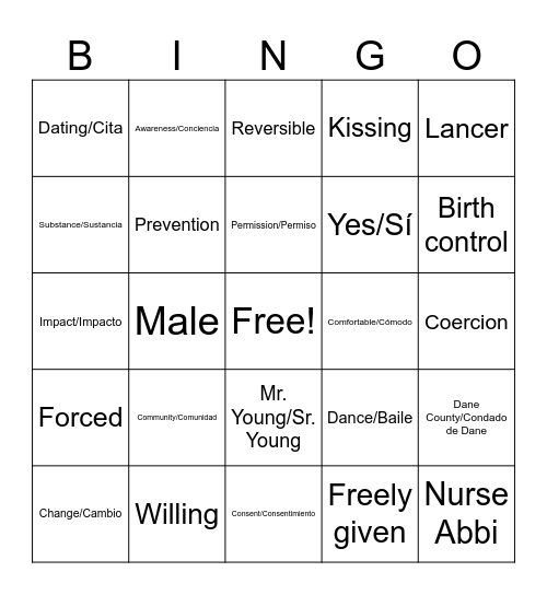 Consent BINGO Card