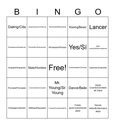 Consent BINGO Card