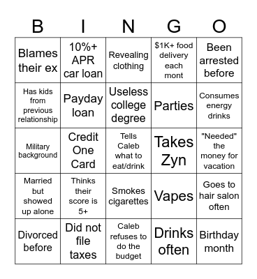Financial Audit Bingo Card
