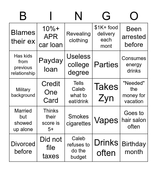 Financial Audit Bingo Card