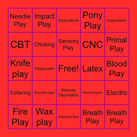 BDSM Bingo Card