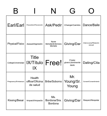 Consent BINGO Card