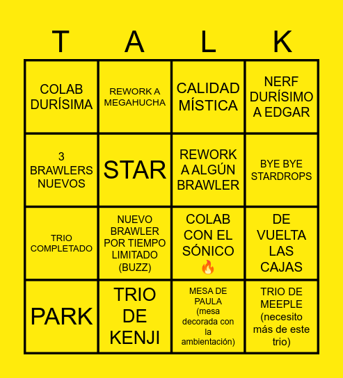 La Brawl Talk Nueva Bingo Card