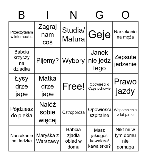 Wielkanoc Bingo Card