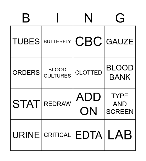 LAB WEEK BINGO Card