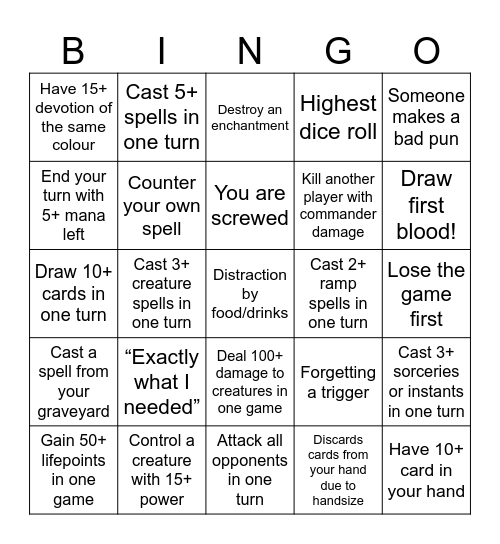MTG Commander Bingo Card