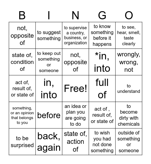 REWARDS UNIT 2 Bingo Card