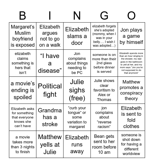 Easter Break Bingo Card