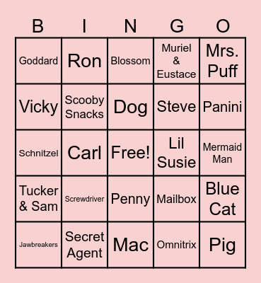Cartoon Trivia Bingo Card