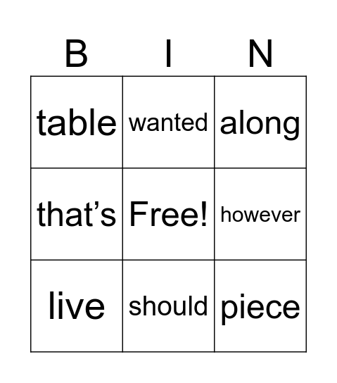 Untitled Bingo Card