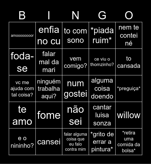 bingo da isa Bingo Card