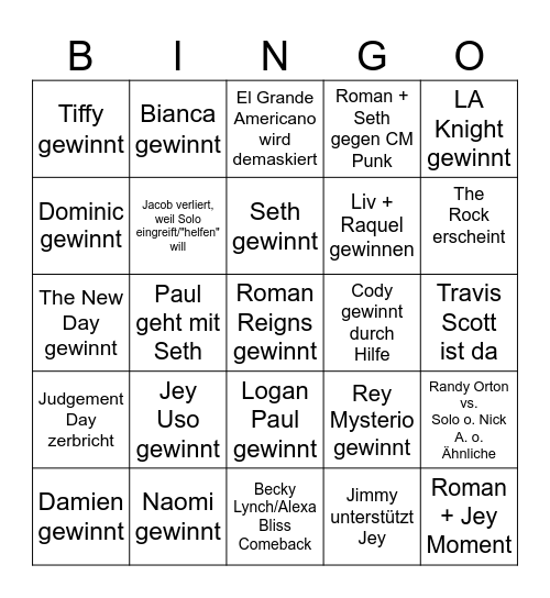 Wrestlemania I + II Bingo Card