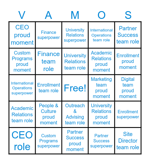 CIS Abroad Teams Bingo Card