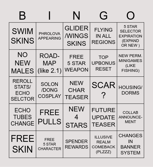 2.3 LIVESTREAM Bingo Card