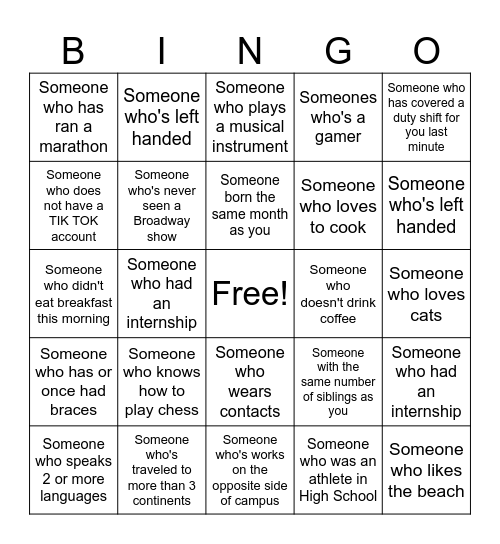 RA Bingo Card