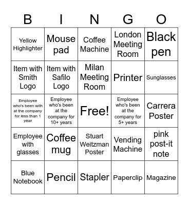 Safilo - Bring your Kid to Work Day Bingo Card