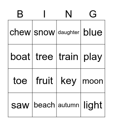 Vowel Team Bingo Card