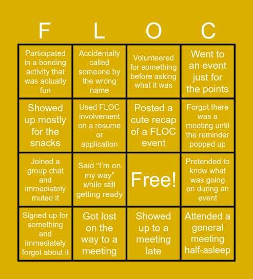 FLOC 2025 Reflection Event Bingo Card