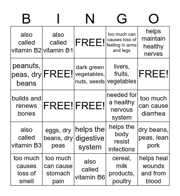 Vitamin Bingo! Bingo Card