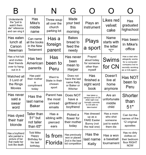 Best Kid Bingo Card