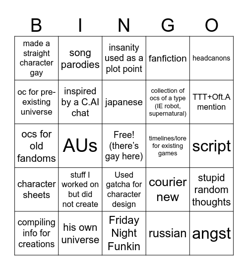 Audr’s Google Docs bingo Card