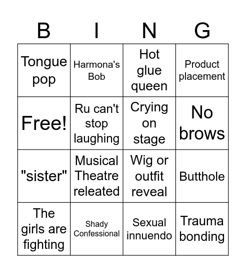 RUPAUL FINALE BINGO Card