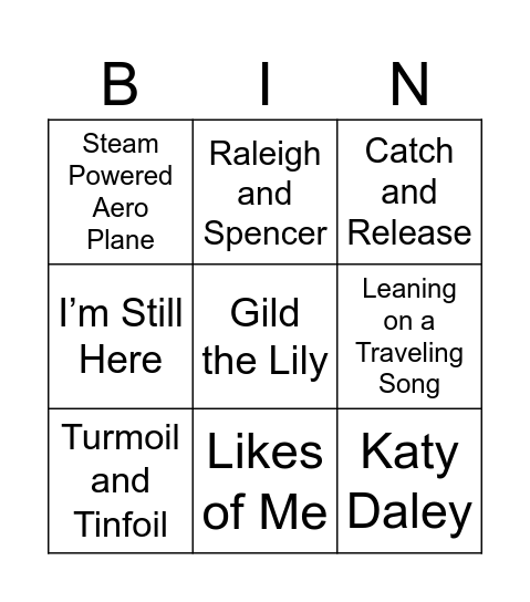 Cary N2 Bingo Card