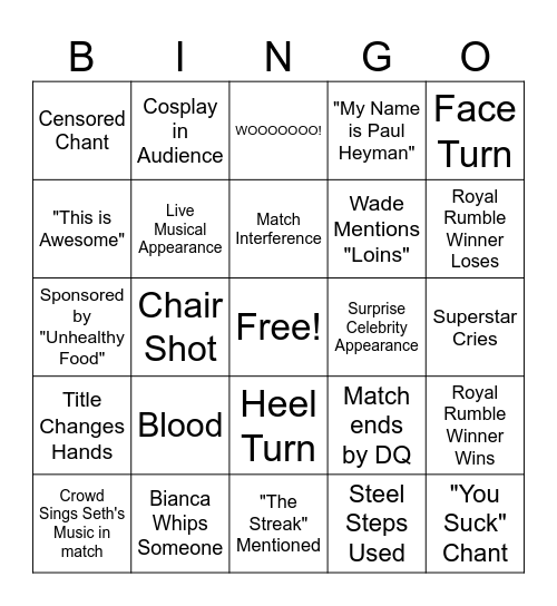 Wrestlemania 41 Bingo Card