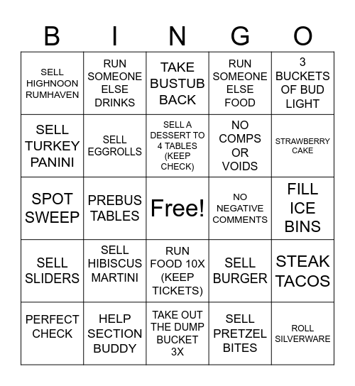 SERVER BINGO Card