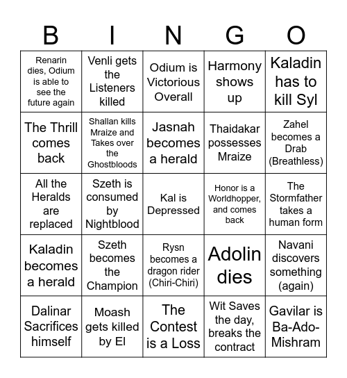 Joshy Wind and Truth Bingo Card