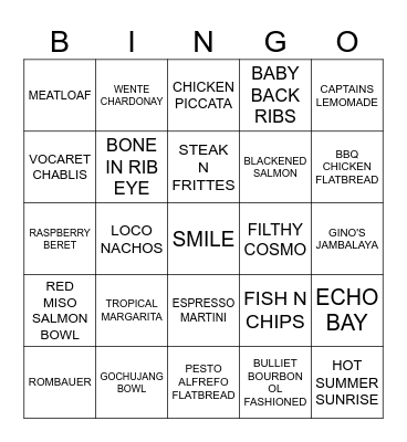 POUR HOUSE BINGO Card