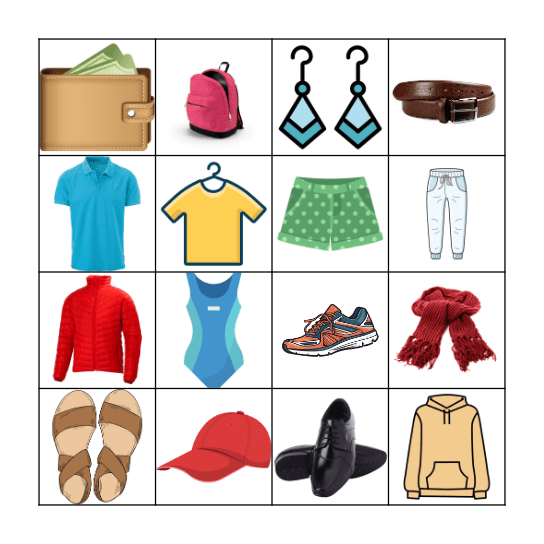 Lotería de Ropa Bingo Card