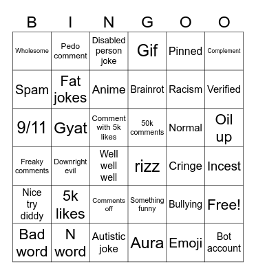 Ig reels bingo 2 Bingo Card