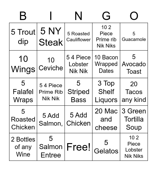 Weekly Misfit Bingo Card