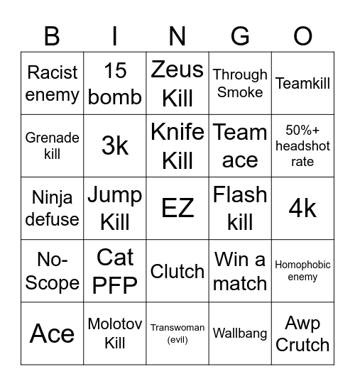 CS2 Bingo Card