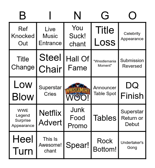 Wrestlemania 41 Bingo Card