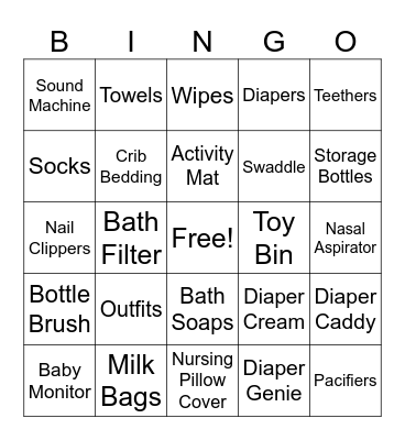 Baby Sprinkle Bingo Card