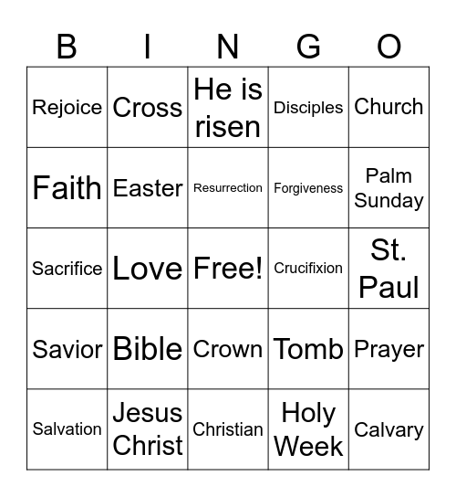 E A S T E R Bingo Card