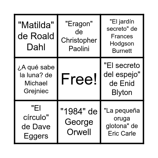 Bingo Literario Bingo Card